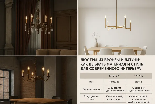 Люстры из бронзы и латуни: как выбрать материал и стиль для современного интерьера